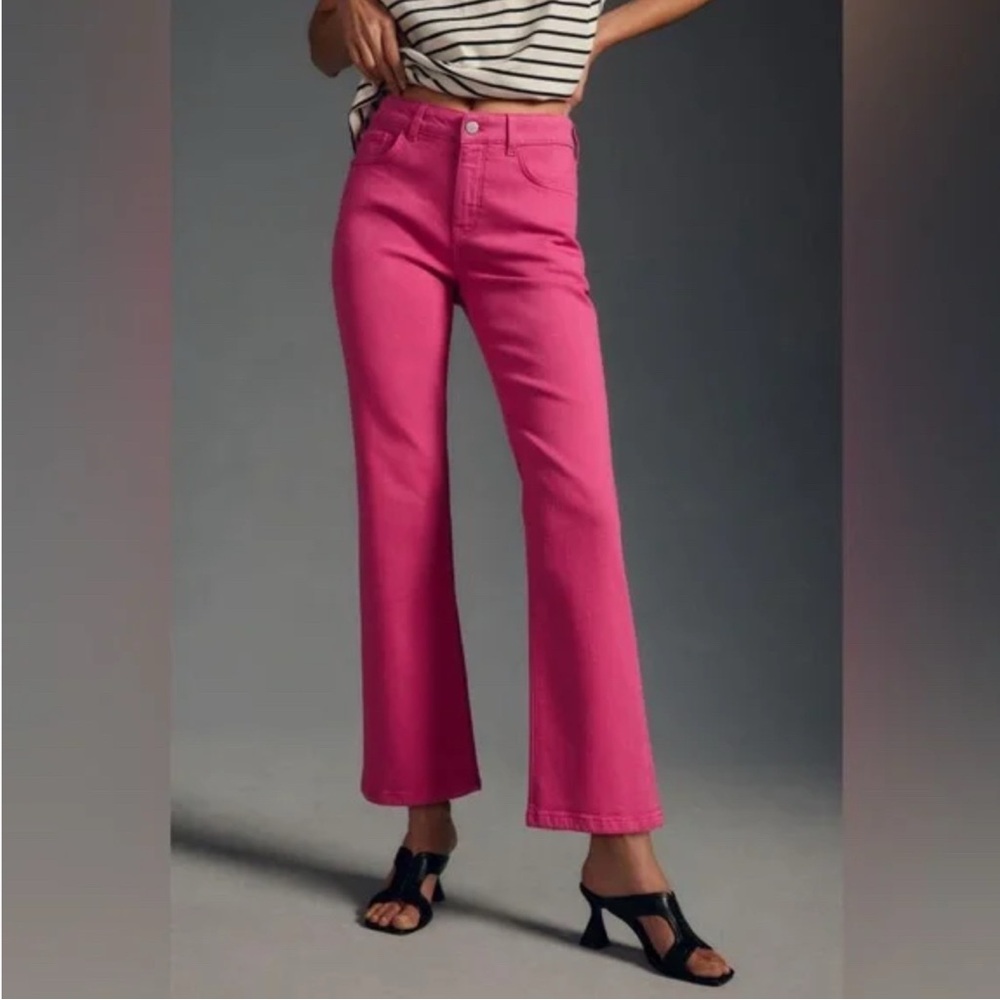 Anthropologie The Yaya Mid-Rise Crop Flare Jeans by Pilcro
